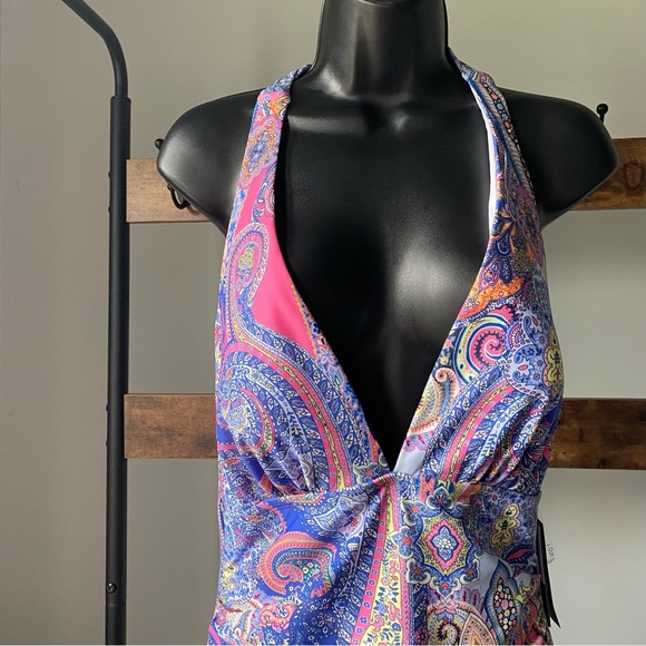 Tommy Hilfiger JAIPUR PAISLEY PROVENCE BLUE MULTI One-Piece Swimsuit size 12 NEW - Picture 3 of 7